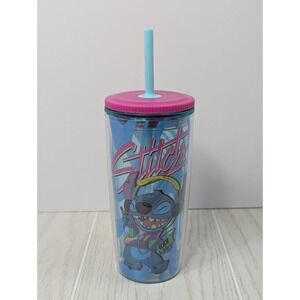 Disney Lilo & Stitch Jammin Stitch Spill resistant straw tumbler 20oz  blue pink
